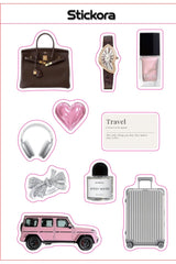 Luxe 3D Puff Sticker Pack for Phone, Laptop & Accessories – Pink Fashion & Travel