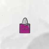 Luxury Enamel Metal Brooches Strong 3M Sticker (Purple Chanel Shopping Bag)