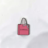 Luxury Enamel Metal Brooches Strong 3M Sticker (Pink Chanel Shopping Bag)