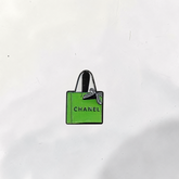 Luxury Enamel Metal Brooches Strong 3M Sticker (Green Chanel Shopping Bag)