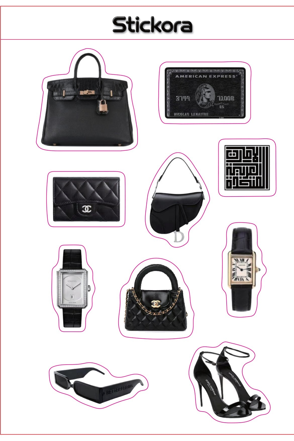 Luxe 3D Puff Sticker Pack for Phone, Laptop & Accessories – Black Luxury Collection