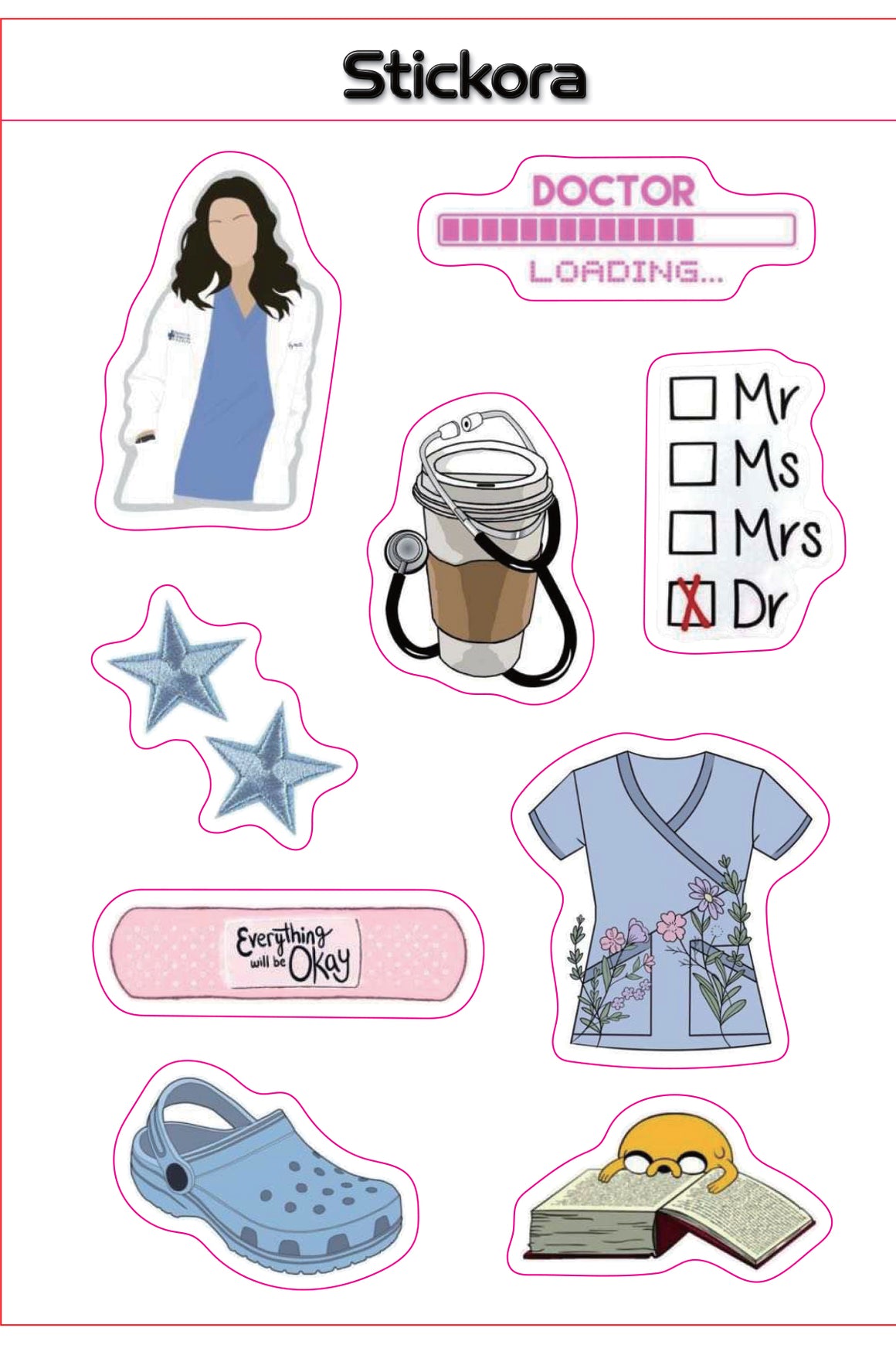 Luxe 3D Puff Sticker Pack for Phone, Laptop & Accessories – Doctor & Medical Collection