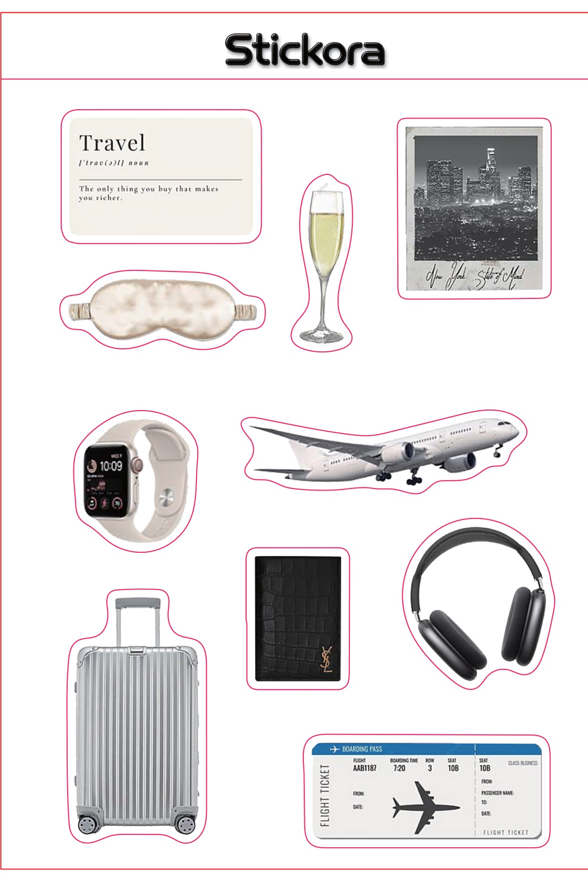 Luxe 3D Puff Sticker Pack for Phone, Laptop & Accessories – Travel & Aviation Collection