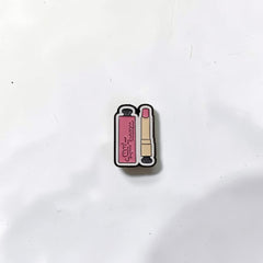 Luxury Enamel Metal Brooches Strong 3M Sticker (Pink Lipstick Makeup)