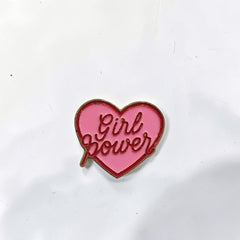 Luxury Enamel Metal Brooches Strong 3M Sticker (Girl Power Heart)