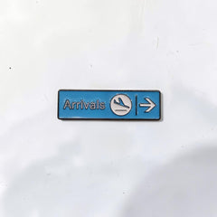 Luxury Enamel Metal Brooches Strong 3M Sticker (Airport Road Sign)